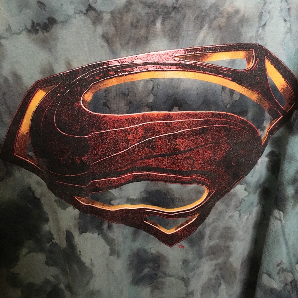 Superman Logo Blue Tie Dye T Shirt Men’s XXL